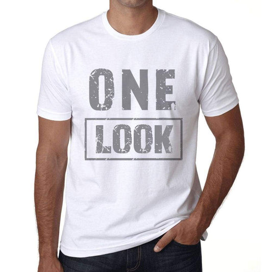 Mens Vintage Tee Shirt Graphic T Shirt One Look White - White / Xs / Cotton - T-Shirt
