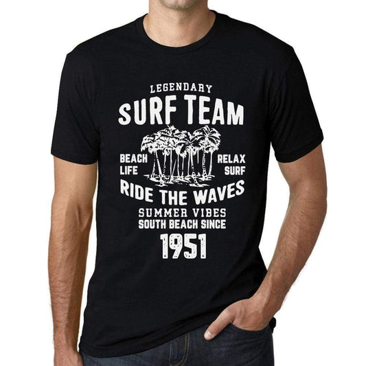 Mens Vintage Tee Shirt Graphic T Shirt Surf Team 1951 Deep Black - Deep Black / Xs / Cotton - T-Shirt