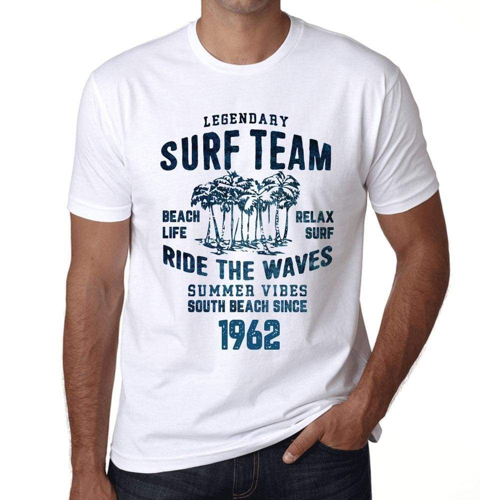 Mens Vintage Tee Shirt Graphic T Shirt Surf Team 1962 White - White / Xs / Cotton - T-Shirt