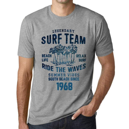Mens Vintage Tee Shirt Graphic T Shirt Surf Team 1968 Grey Marl - Grey Marl / Xs / Cotton - T-Shirt
