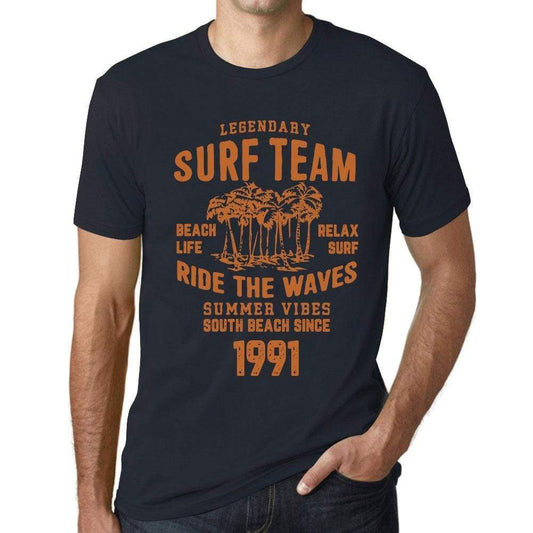Mens Vintage Tee Shirt Graphic T Shirt Surf Team 1991 Navy - Navy / Xs / Cotton - T-Shirt