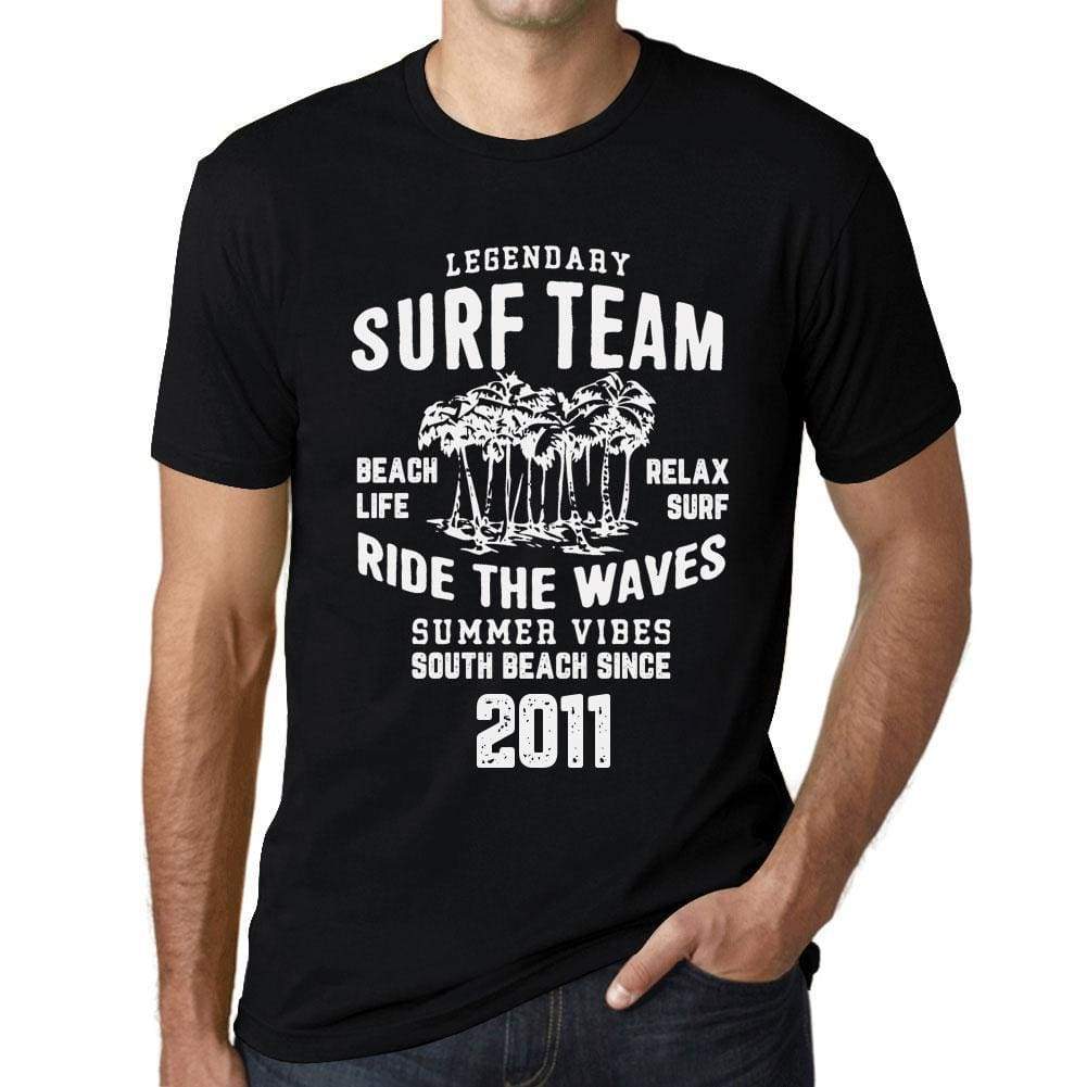 Mens Vintage Tee Shirt Graphic T Shirt Surf Team 2011 Deep Black - Deep Black / Xs / Cotton - T-Shirt