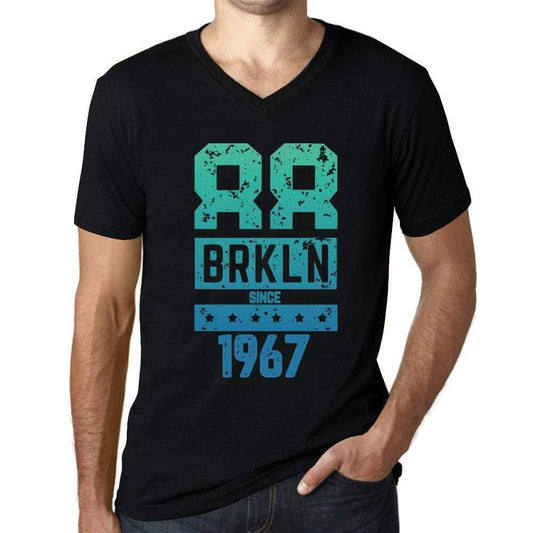 Mens Vintage Tee Shirt Graphic V-Neck T Shirt Brkln Since 1967 Black - Black / S / Cotton - T-Shirt