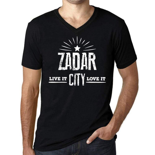 Mens Vintage Tee Shirt Graphic V-Neck T Shirt Live It Love It Zadar Deep Black - Black / S / Cotton - T-Shirt