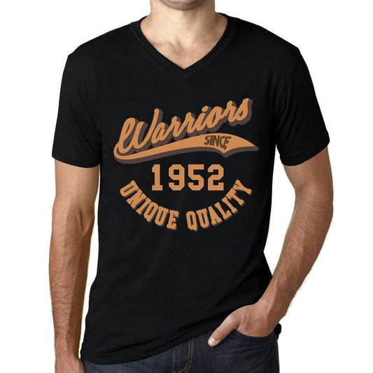 Mens Vintage Tee Shirt Graphic V-Neck T Shirt Warriors Since 1952 Deep Black - Black / S / Cotton - T-Shirt