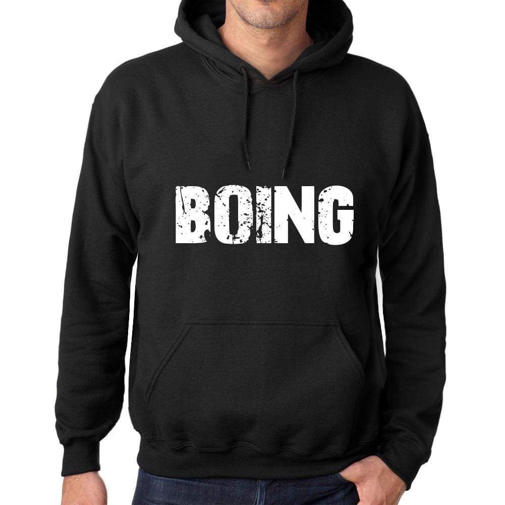 Mens Womens Unisex Printed Graphic Cotton Hoodie Soft Heavyweight Hooded Sweatshirt Pullover Popular Words Boing Deep Black - Black / Xs /