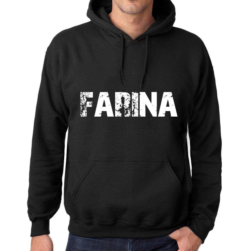 Mens Womens Unisex Printed Graphic Cotton Hoodie Soft Heavyweight Hooded Sweatshirt Pullover Popular Words Farina Deep Black - Black / Xs /