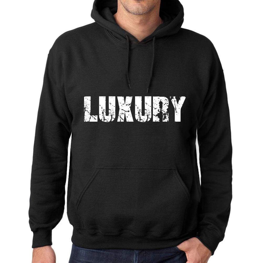 Mens Womens Unisex Printed Graphic Cotton Hoodie Soft Heavyweight Hooded Sweatshirt Pullover Popular Words Luxury Deep Black - Black / Xs /