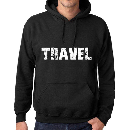 Mens Womens Unisex Printed Graphic Cotton Hoodie Soft Heavyweight Hooded Sweatshirt Pullover Popular Words Travel Deep Black - Black / Xs /