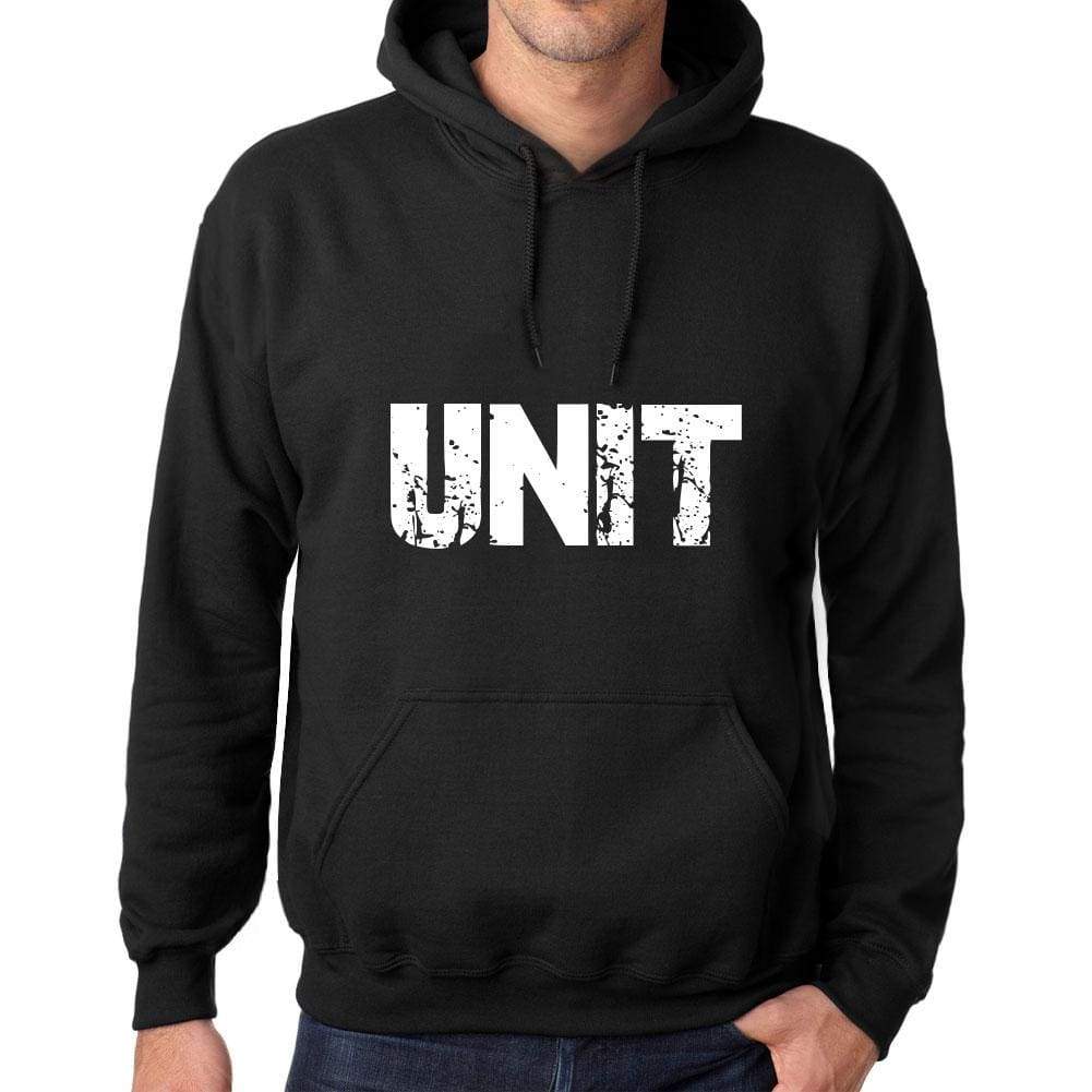 Mens Womens Unisex Printed Graphic Cotton Hoodie Soft Heavyweight Hooded Sweatshirt Pullover Popular Words Unit Deep Black - Black / Xs /