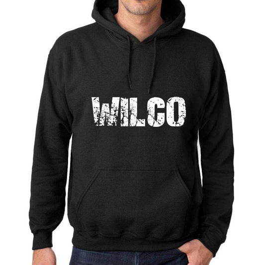Mens Womens Unisex Printed Graphic Cotton Hoodie Soft Heavyweight Hooded Sweatshirt Pullover Popular Words Wilco Deep Black - Black / Xs /