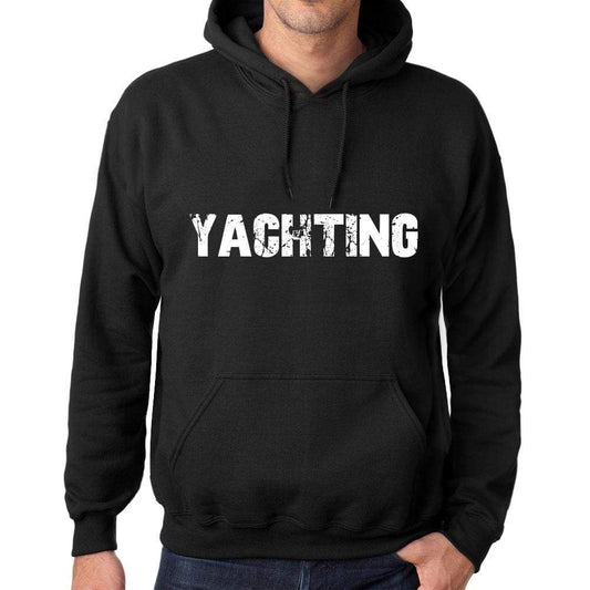 Mens Womens Unisex Printed Graphic Cotton Hoodie Soft Heavyweight Hooded Sweatshirt Pullover Popular Words Yachting Deep Black - Black / Xs