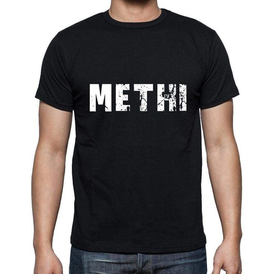Methi Mens Short Sleeve Round Neck T-Shirt 5 Letters Black Word 00006 - Casual