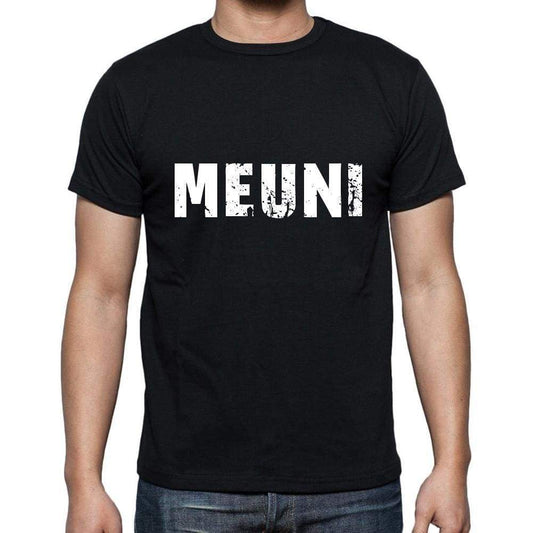 Meuni Mens Short Sleeve Round Neck T-Shirt 5 Letters Black Word 00006 - Casual