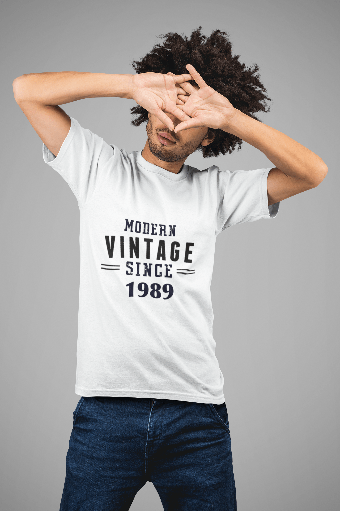 1989, Modern Vintage, White, Men's Short Sleeve Round Neck T-shirt 00113