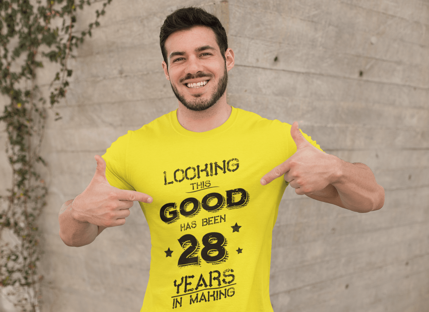 Looking This Good has been 28 Years in Making Men's T-shirt Lemon Birthday Gift Round Neck 00442