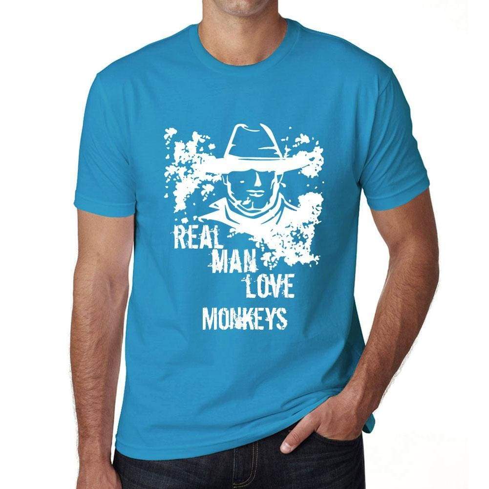 Monkeys Real Men Love Monkeys Mens T Shirt Blue Birthday Gift 00541 - Blue / Xs - Casual