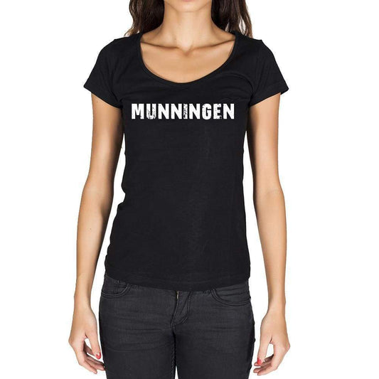 Munningen German Cities Black Womens Short Sleeve Round Neck T-Shirt 00002 - Casual