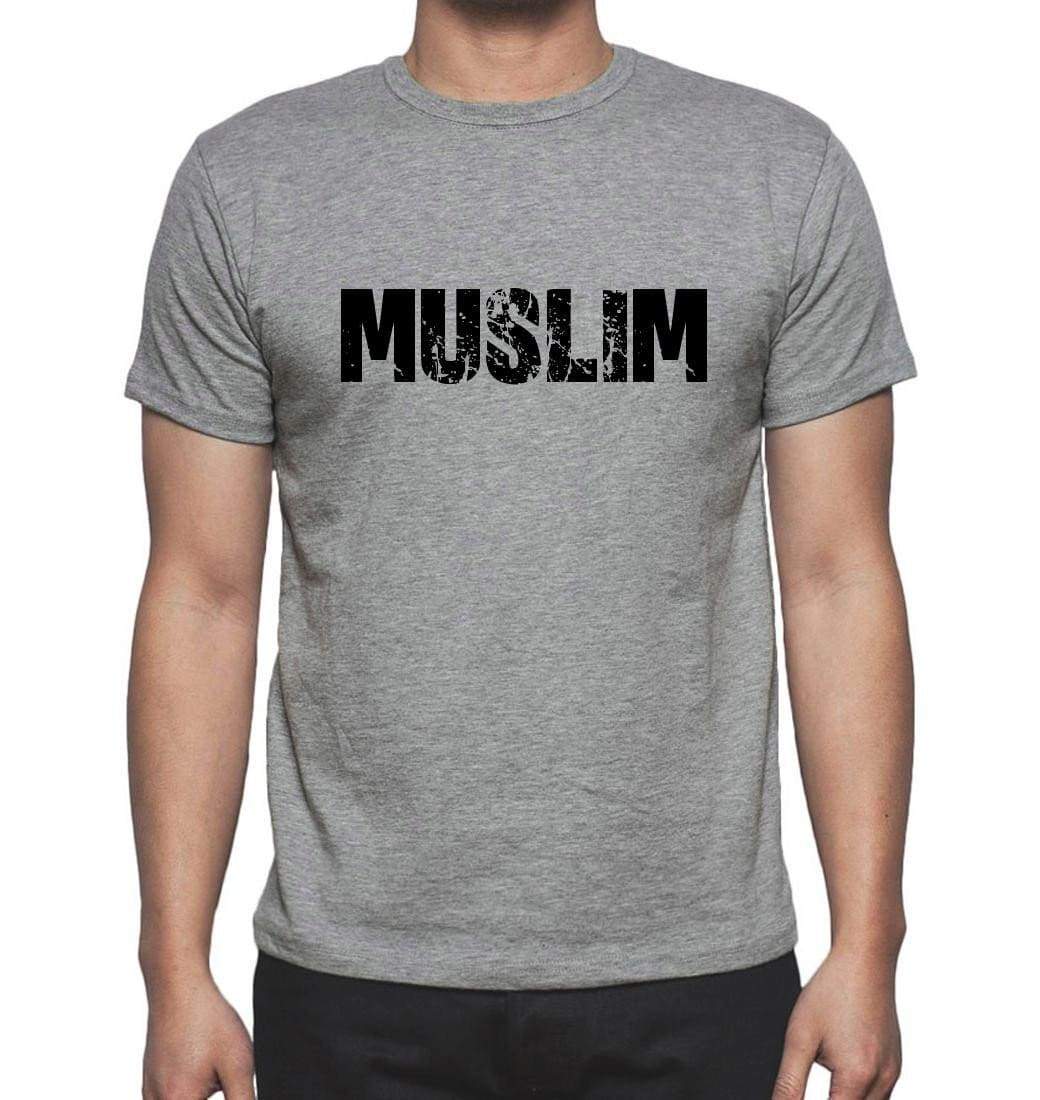 Muslim Grey Mens Short Sleeve Round Neck T-Shirt 00018 - Grey / S - Casual