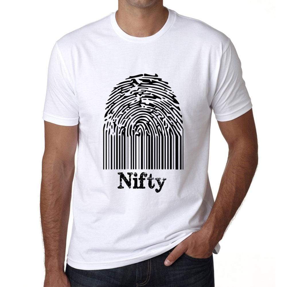 Nifty Fingerprint White Mens Short Sleeve Round Neck T-Shirt Gift T-Shirt 00306 - White / S - Casual