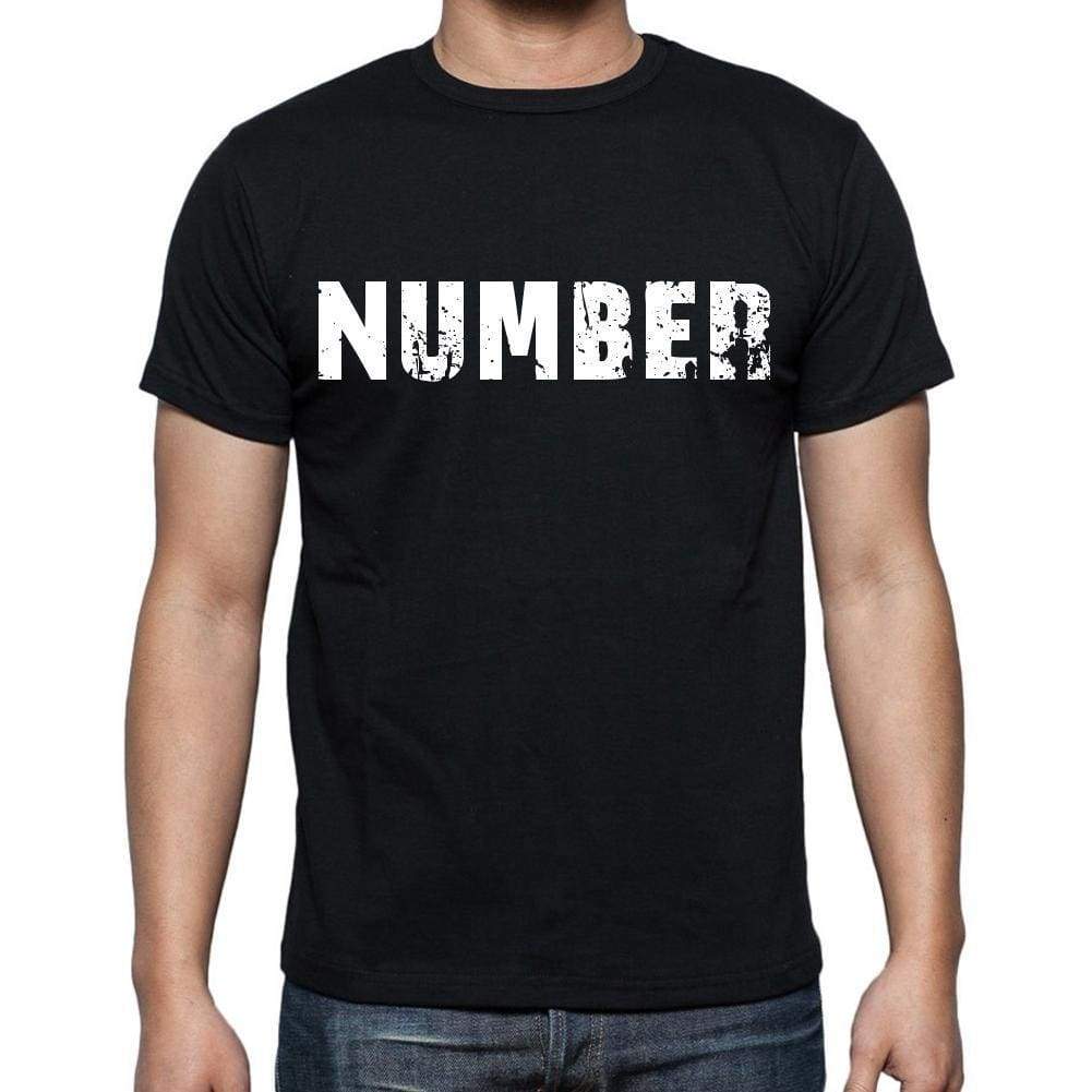 Number Mens Short Sleeve Round Neck T-Shirt Black T-Shirt En