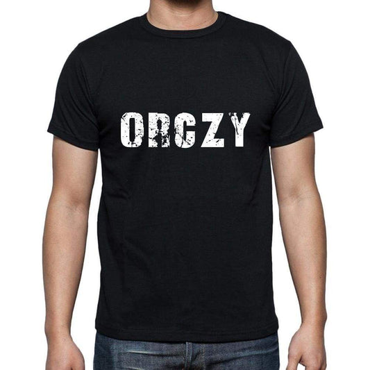 Orczy Mens Short Sleeve Round Neck T-Shirt 5 Letters Black Word 00006 - Casual