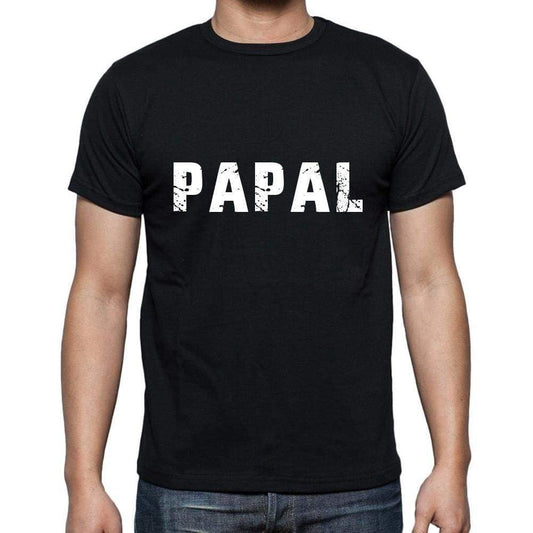 Papal Mens Short Sleeve Round Neck T-Shirt 5 Letters Black Word 00006 - Casual