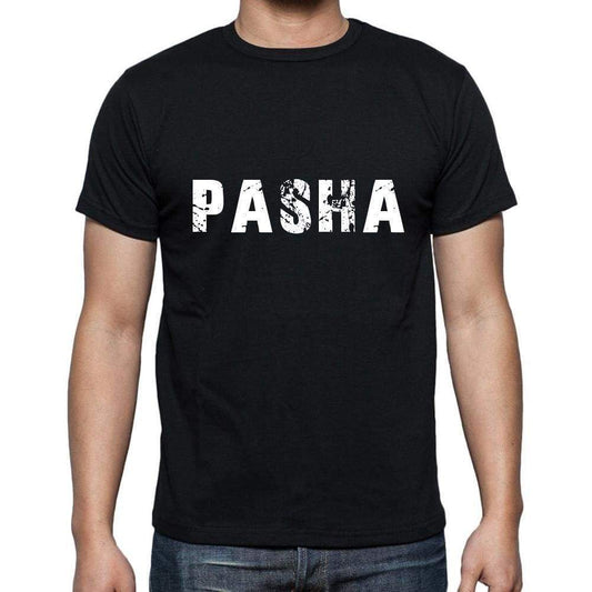Pasha Mens Short Sleeve Round Neck T-Shirt 5 Letters Black Word 00006 - Casual