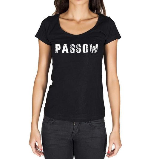 Passow German Cities Black Womens Short Sleeve Round Neck T-Shirt 00002 - Casual