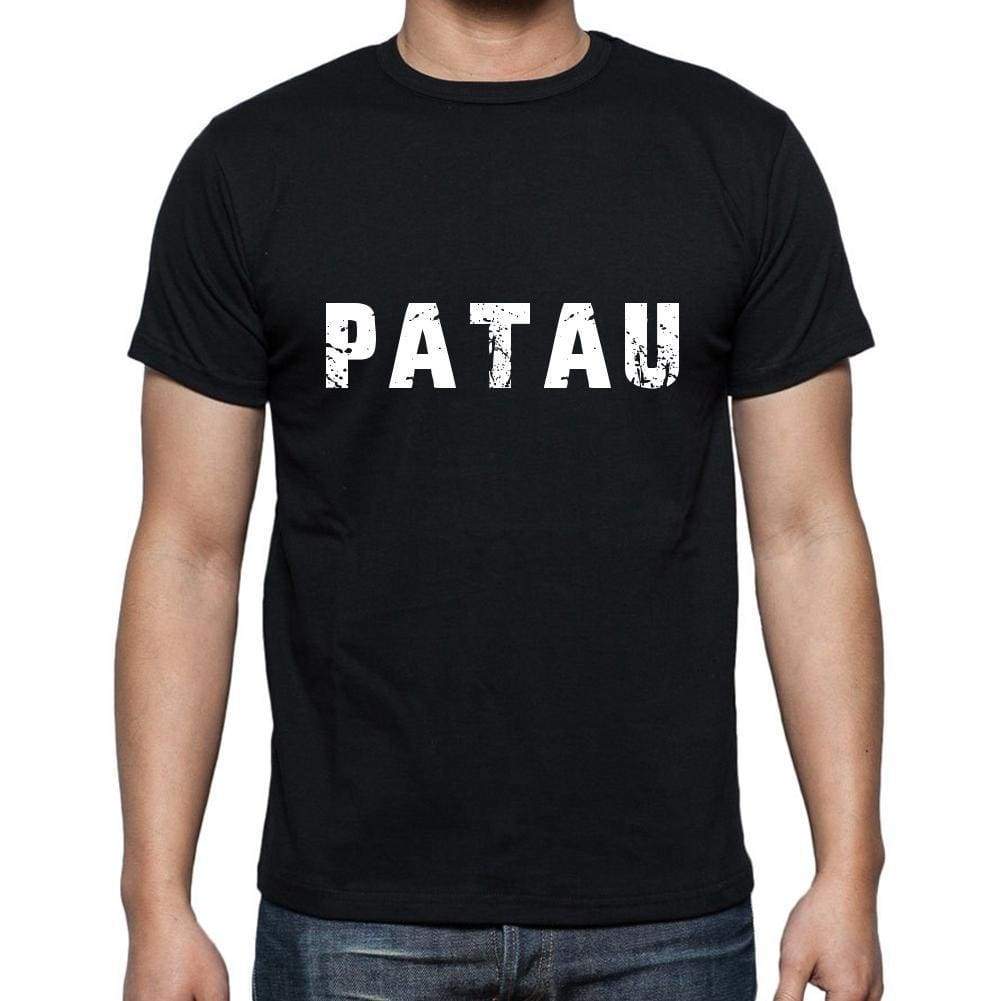 Patau Mens Short Sleeve Round Neck T-Shirt 5 Letters Black Word 00006 - Casual