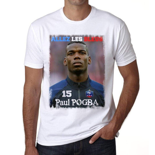 Paul Pogba 1 France Les Bleus T-Shirt Euro 2016 Tshirt Mens White Tee 100% Cotton 00184