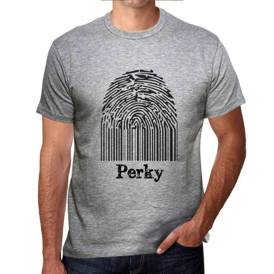 Perky Fingerprint Grey Mens Short Sleeve Round Neck T-Shirt Gift T-Shirt 00309 - Grey / S - Casual