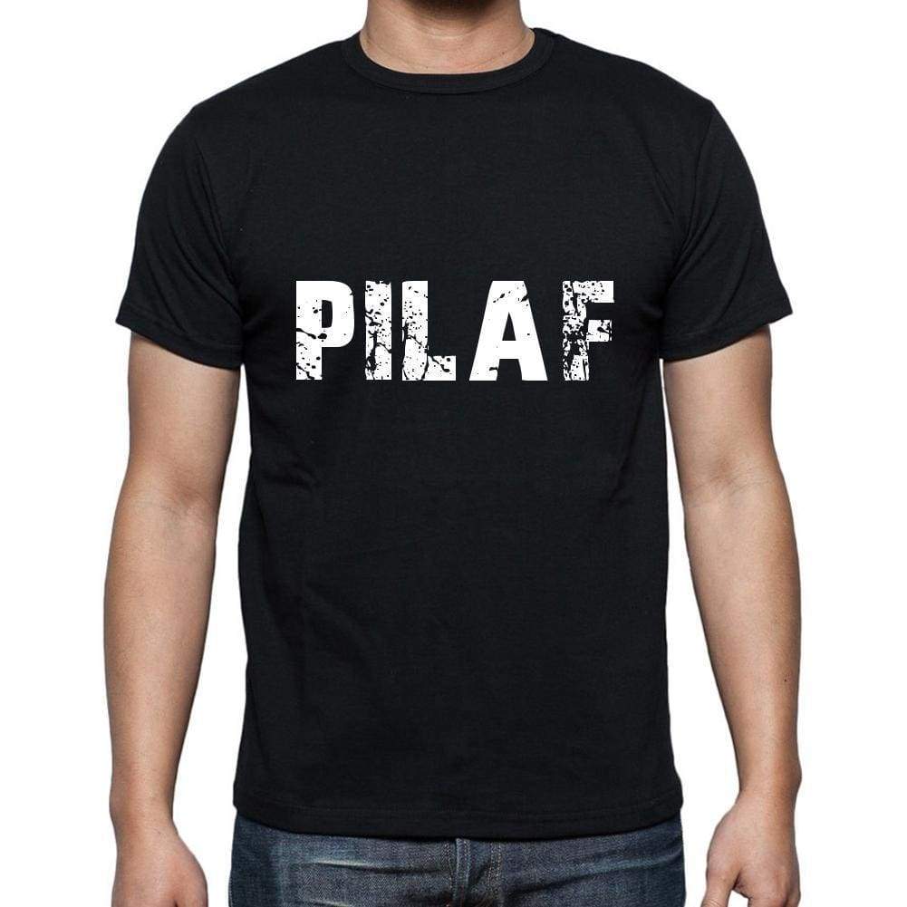Pilaf Mens Short Sleeve Round Neck T-Shirt 5 Letters Black Word 00006 - Casual