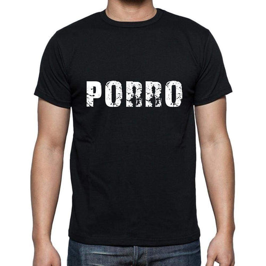 Porro Mens Short Sleeve Round Neck T-Shirt 5 Letters Black Word 00006 - Casual