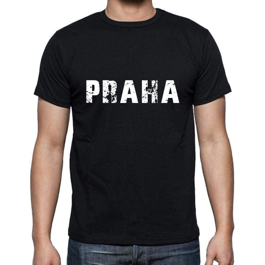 Praha Mens Short Sleeve Round Neck T-Shirt 5 Letters Black Word 00006 - Casual