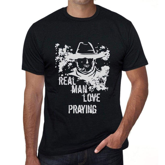 Praying Real Men Love Praying Mens T Shirt Black Birthday Gift 00538 - Black / Xs - Casual