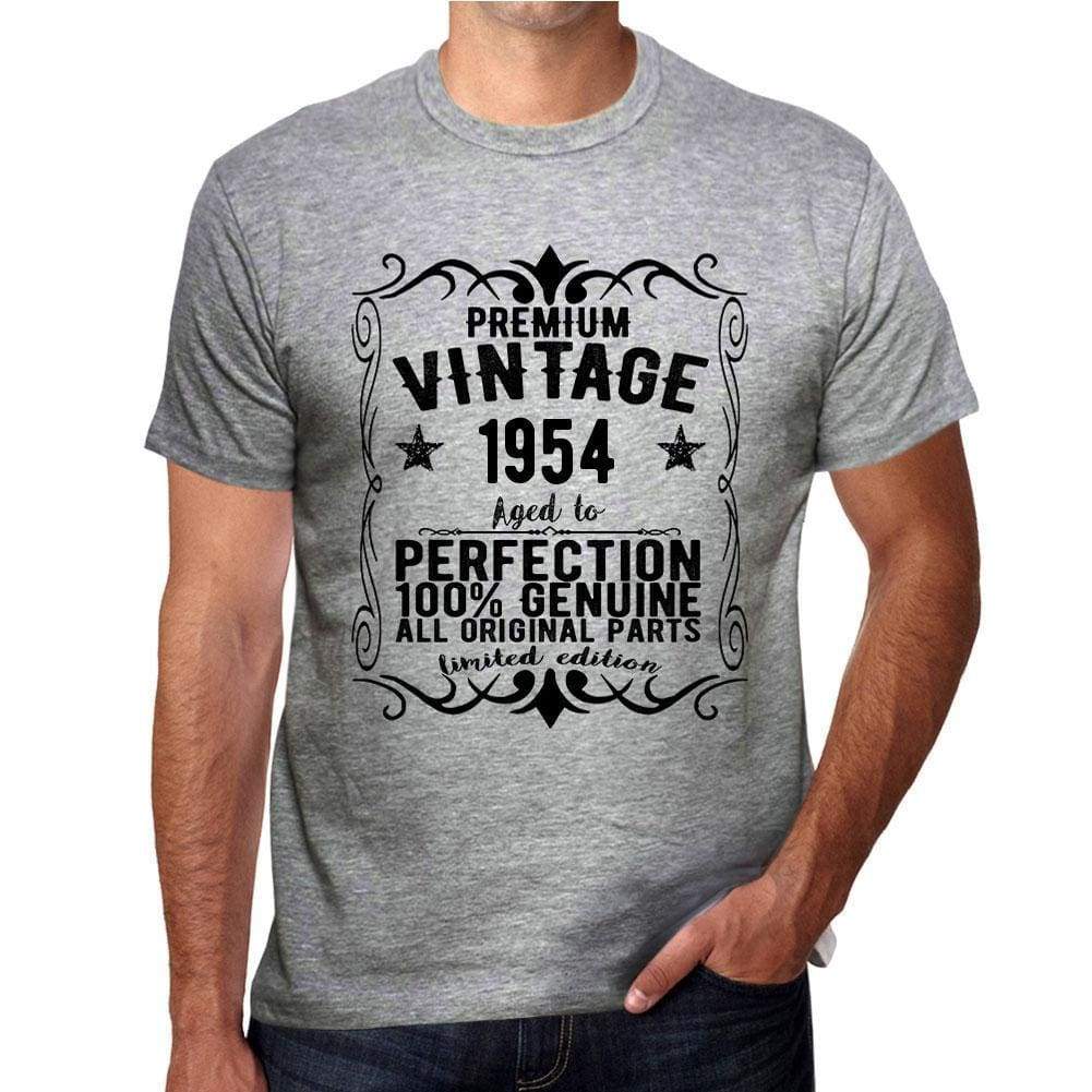 Premium Vintage Year 1954 Grey Mens Short Sleeve Round Neck T-Shirt Gift T-Shirt 00366 - Grey / S - Casual