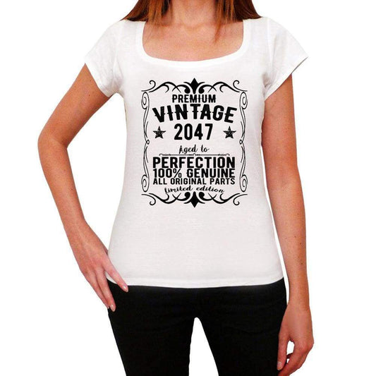 Premium Vintage Year 2047 White Womens Short Sleeve Round Neck T-Shirt Gift T-Shirt 00368 - White / Xs - Casual
