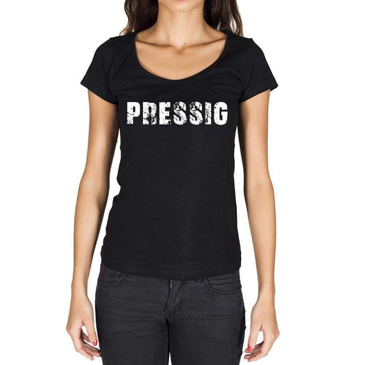 Pressig German Cities Black Womens Short Sleeve Round Neck T-Shirt 00002 - Casual