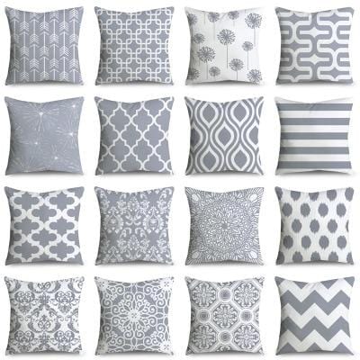 ZENGIA 45*45cm Gray Geometric Cushion Cover Polyester Pillowcase Cojines Striped Decorative Pillows Case Throw Pillows For Sofa