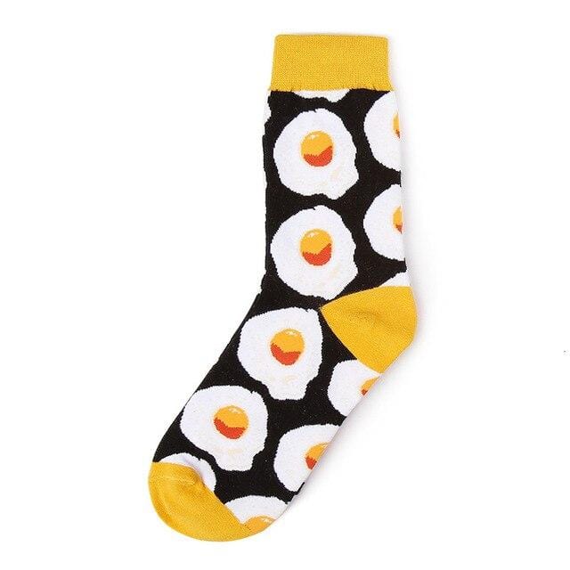 Novelty Women Socks Funny Cute Cartoon Fruits Banana Avocado Lemon Egg Donuts Food Happy Japanese Harajuku Skateboard Socks