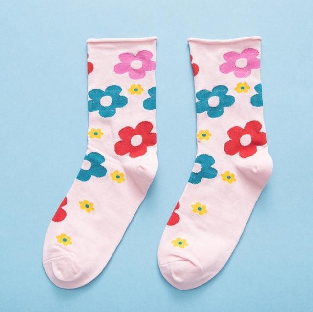 Japanese Korean Style Cartoon Flower Cute Socks Women Streetwear Skate Harajuku Kawaii Socks Autumn 38