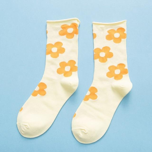 Japanese Korean Style Cartoon Flower Cute Socks Women Streetwear Skate Harajuku Kawaii Socks Autumn 38