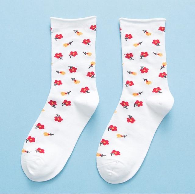 Japanese Korean Style Cartoon Flower Cute Socks Women Streetwear Skate Harajuku Kawaii Socks Autumn 38