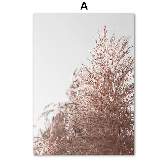 Pink Reed Grass Flower Plant Fence Quote Nordic Posters And Prints Wall Art Canvas Painting Wall Pictures For Living Room Decor