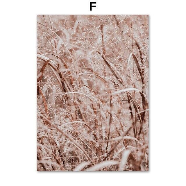 Pink Reed Grass Flower Plant Fence Quote Nordic Posters And Prints Wall Art Canvas Painting Wall Pictures For Living Room Decor