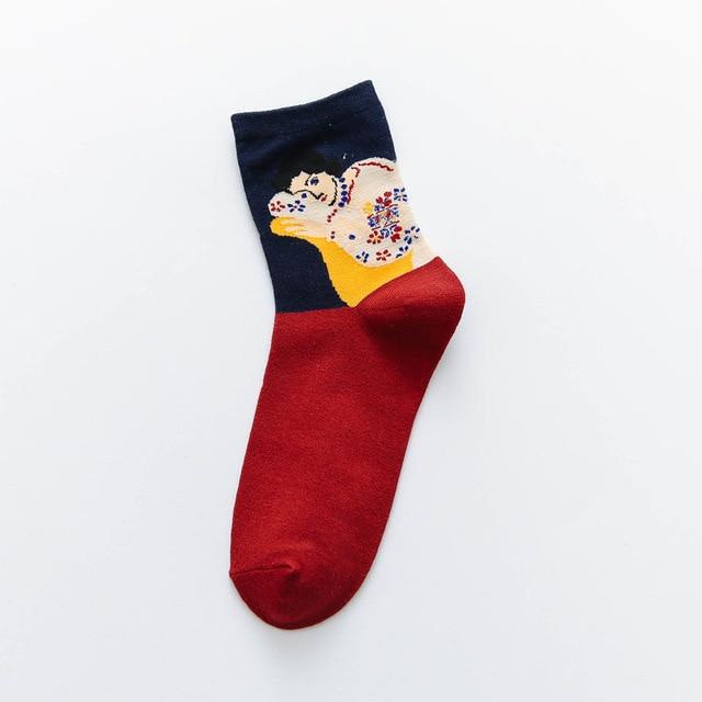 Street Fashion Van Gogh Sunflower Funny Winter Retro Oil Paint Female Cotton Socks Warm Short Art Abstract Happy Women Socks