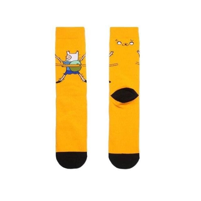 Cute Anime Cartoon Adventure Time Funny Women Men's Socks Orange Street Role Playing Cotton Comics Female Novelty Party Socks