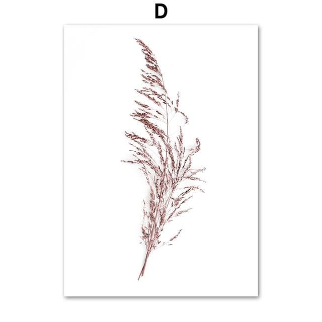 Pink Reed Grass Flower Plant Wall Art Picture Abstract Beautiful Canvas Poster Prints Home Decor Mural Painting For Living Room