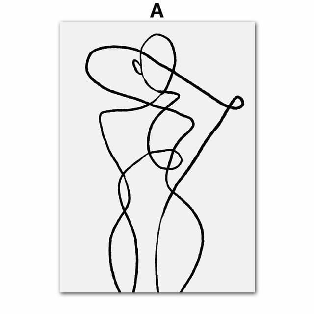 Geometric Curve Wall Art Canvas Painting Black White Poster Figure Painting Posters And Prints Wall Pictures For Bedroom Decor